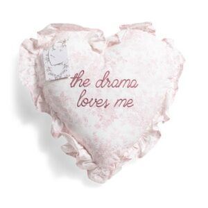 NWT ⚜️💖⚜️ INDIGO ‘The Drama Loves Me’ Embroidered Toile Heart Shape Pillow